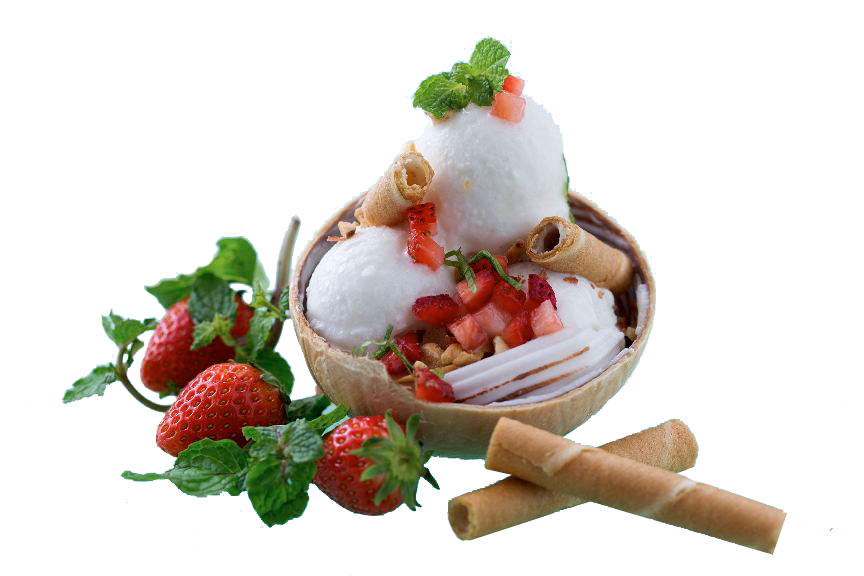 Ice cream with fresh fruit
